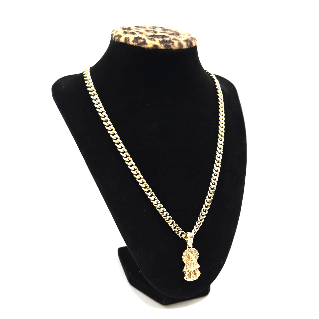 Semi-solid Chain with Charity's Virgin Pendant in 10K Gold