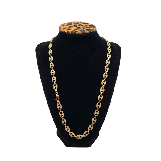 Semi-solid Chain with Eslabón de Barco Pendant in 14K Gold