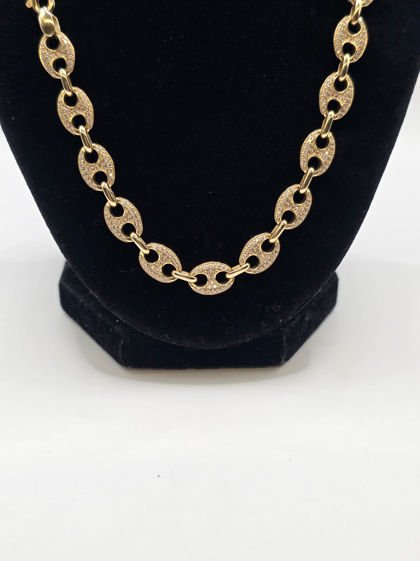 Semi-solid Chain with Eslabón de Barco Pendant in 14K Gold