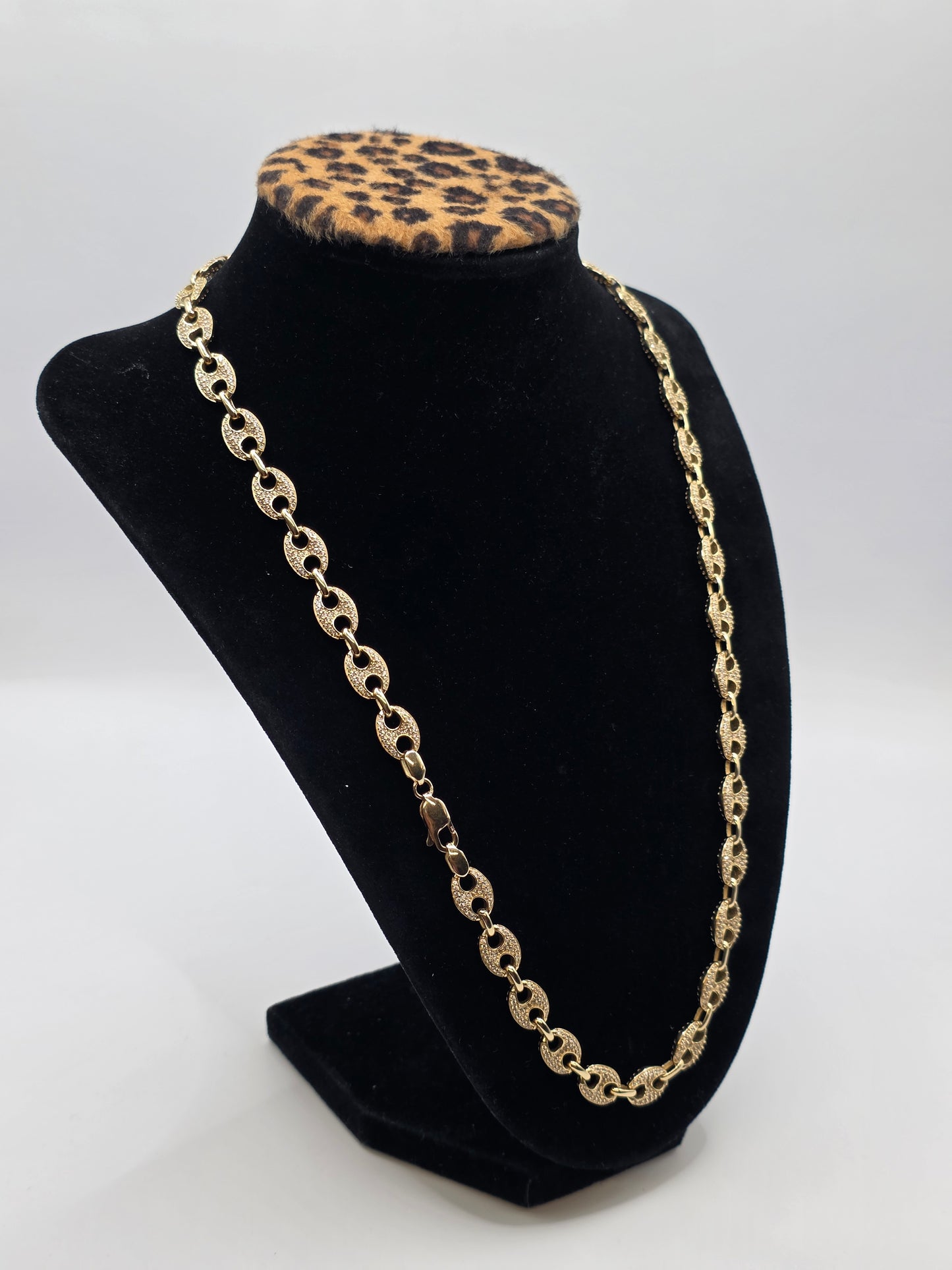 Semi-solid Chain with Eslabón de Barco Pendant in 14K Gold