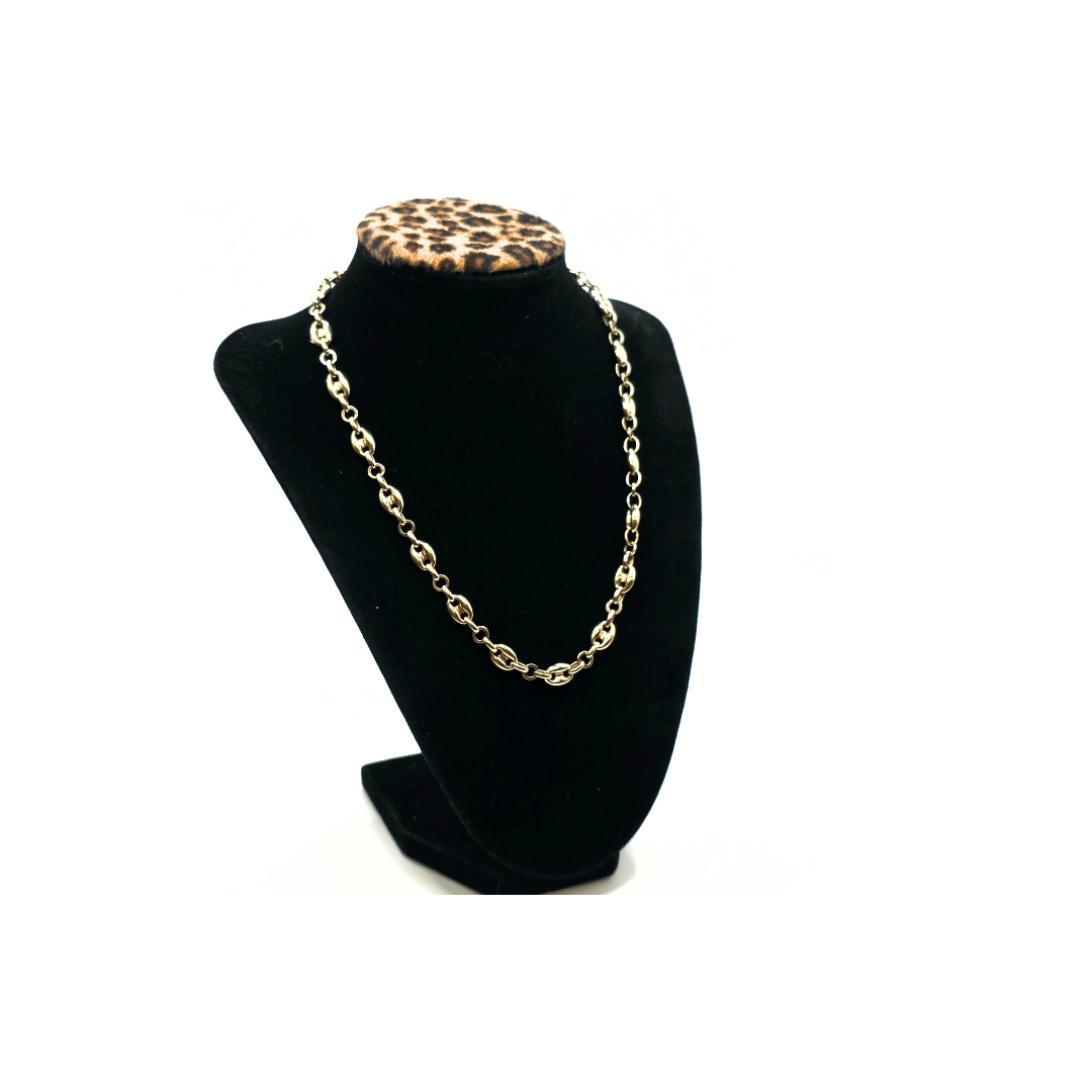 Semi-solid Chain with Eslabón de Barco Pendant in 14K Gold