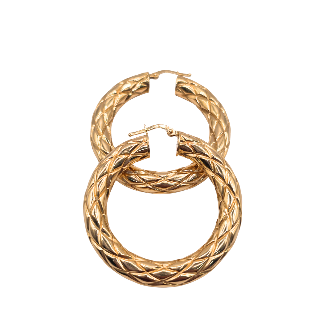 Designer Women's Hoop Earrings in 14K Gold