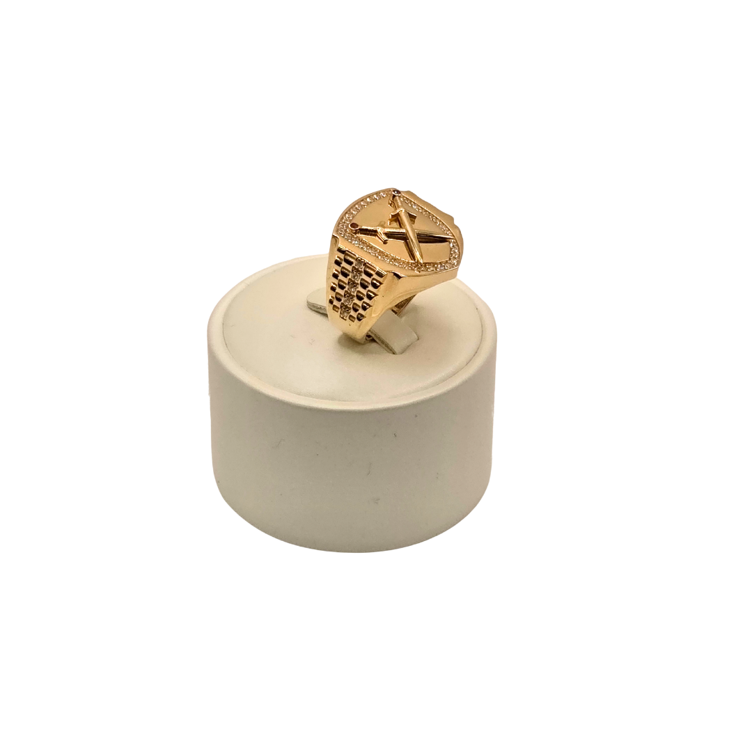 Único Designer Men's Ring in 14K Gold and CZ