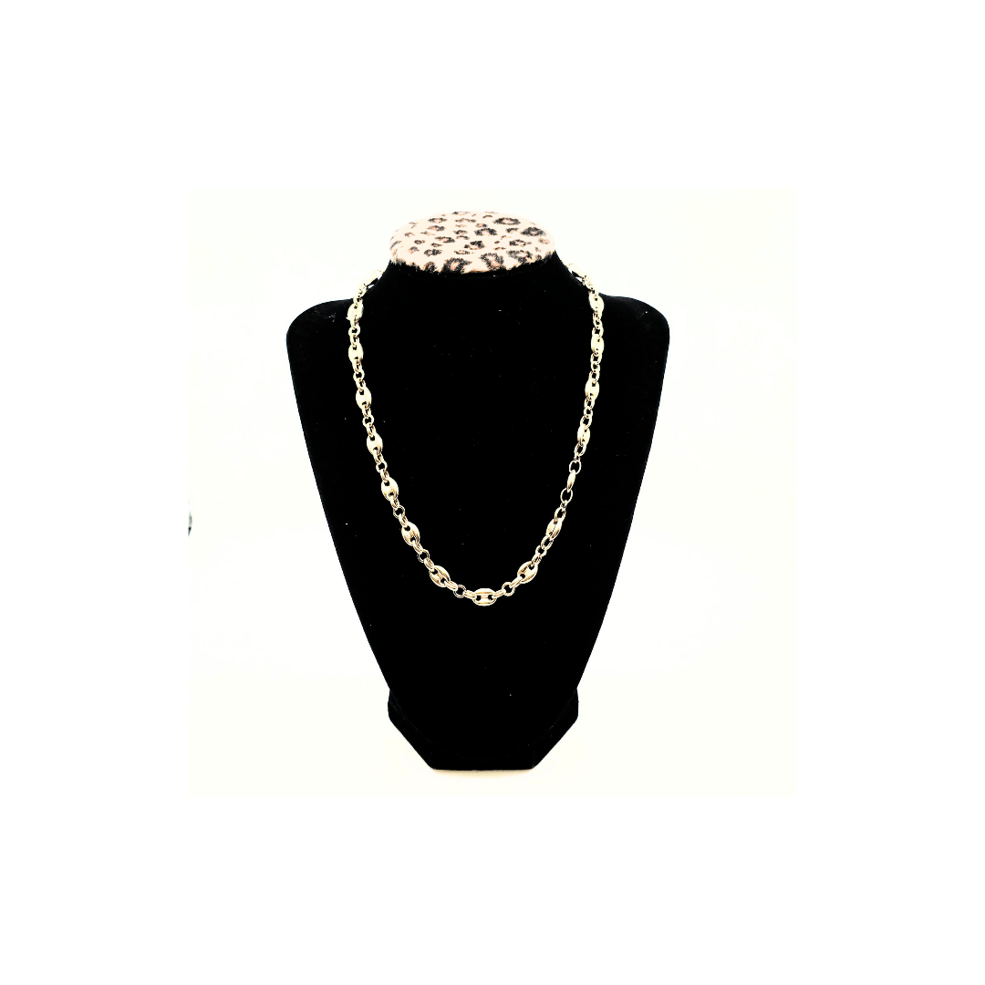 Semi-solid Chain with Eslabón de Barco Pendant in 14K Gold