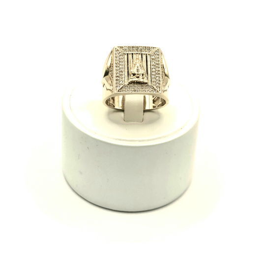 Anillos para hombre con diseño de la virgen de la caridad 14K Gold and CZ