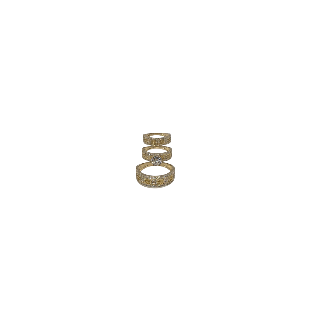 Juegos de anillos de compromiso con lindo diseño en 10K Gold - No.3