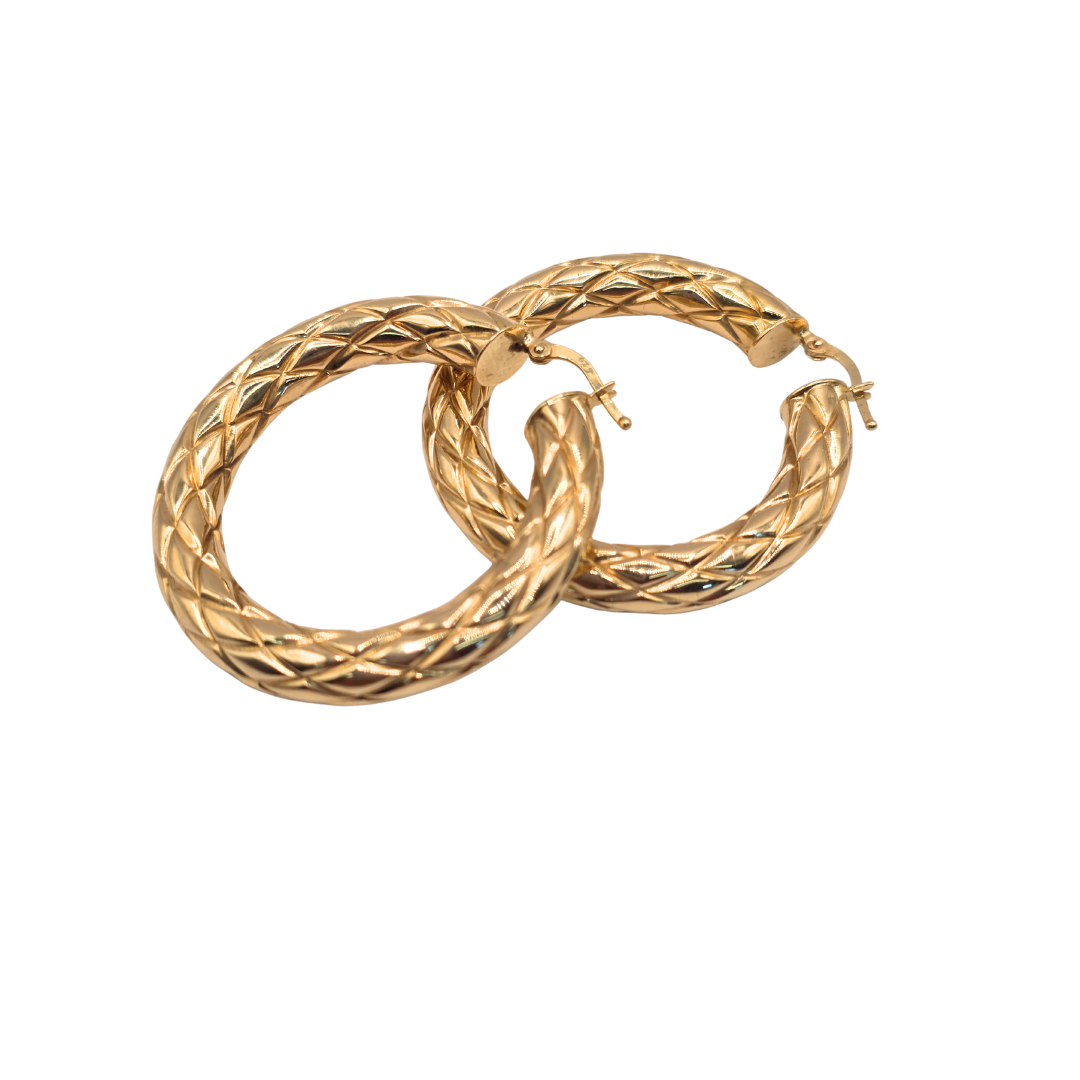 Designer Women's Hoop Earrings in 14K Gold
