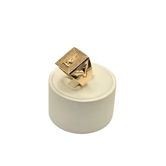 Anillos para hombre con diseño de la virgen de la caridad 14K Gold and CZ
