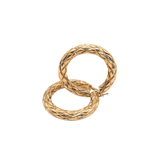 Designer Women's Hoop Earrings in 14K Gold