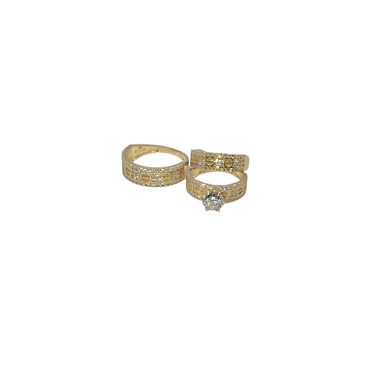 Juegos de anillos de compromiso con lindo diseño en 10K Gold - No.3