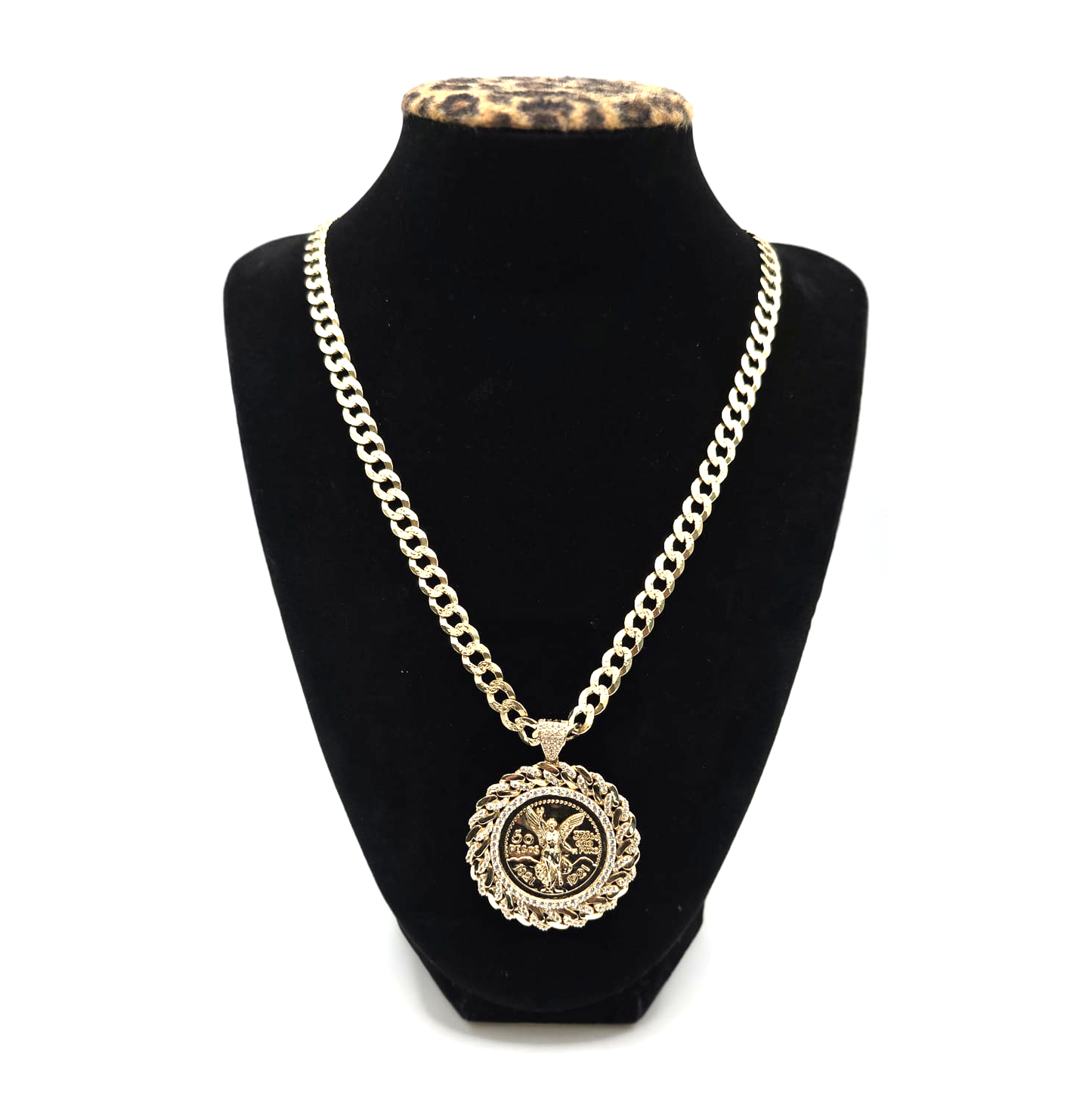 Bright Cut Chain with Centenary Pendant in 14K Gold
