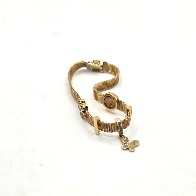 Modern Bracelet with Butterfly Charm in 10K Gold