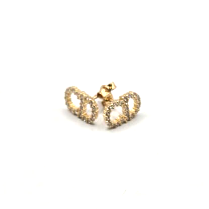 CD Stud Earrings in 14K Gold and CZ