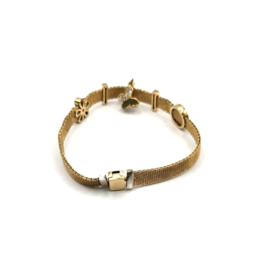 Modern Bracelet with Butterfly Charm in 10K Gold