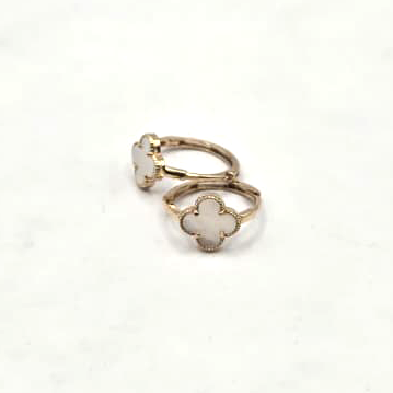 Clover Women's Hoop Earrings in 14K Gold