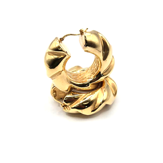Designer Women's Hoop Earrings in 14K Gold - No.3