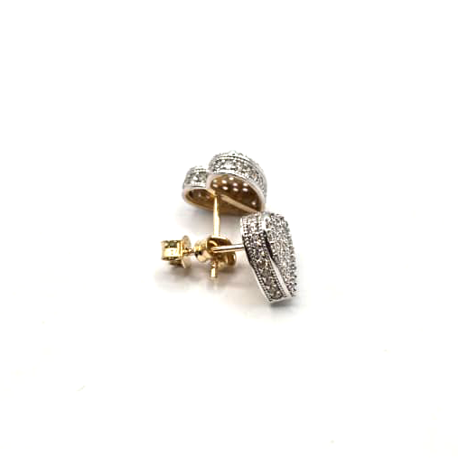 Heart Stud Earrings in 14K Gold and CZ