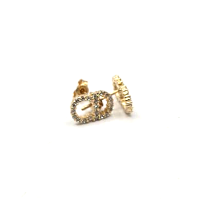 CD Stud Earrings in 14K Gold and CZ