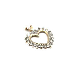 Dainty Heart Pendant in 14K Gold and CZ