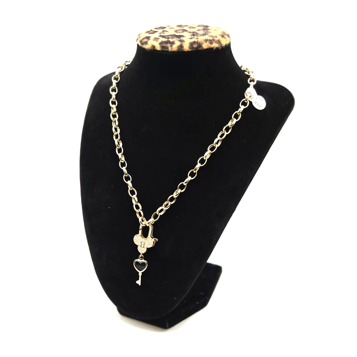 Designer Rolo Choker with Lock Pendant in 14K Gold