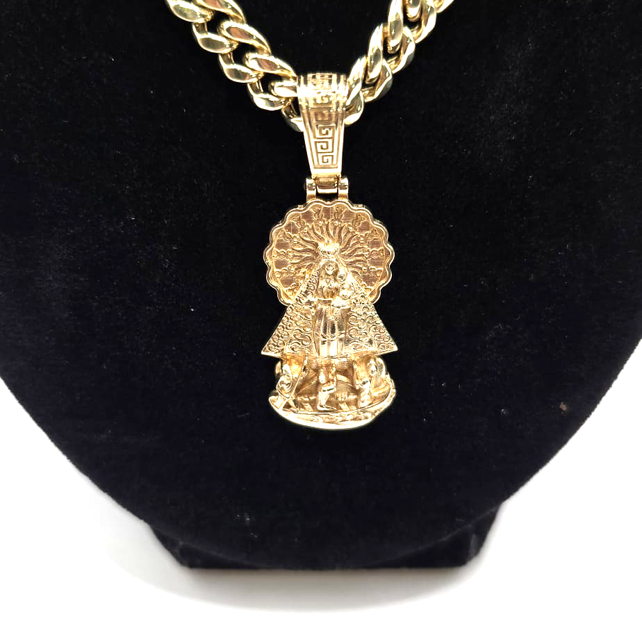 Semi-solid Chain with Charity's Virgin Pendant in 10K Gold