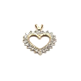 Dainty Heart Pendant in 14K Gold and CZ