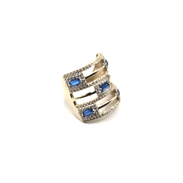 Designer Square Women's Ring in 14K Gold and CZ