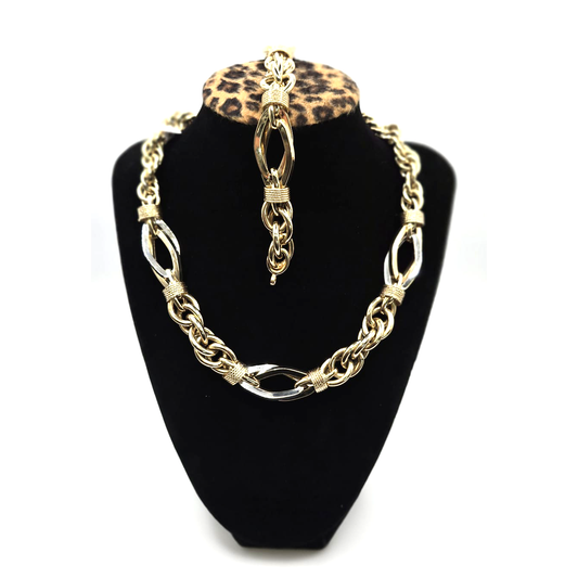 Twisted Choker and Bracelet Set in 14K Gold