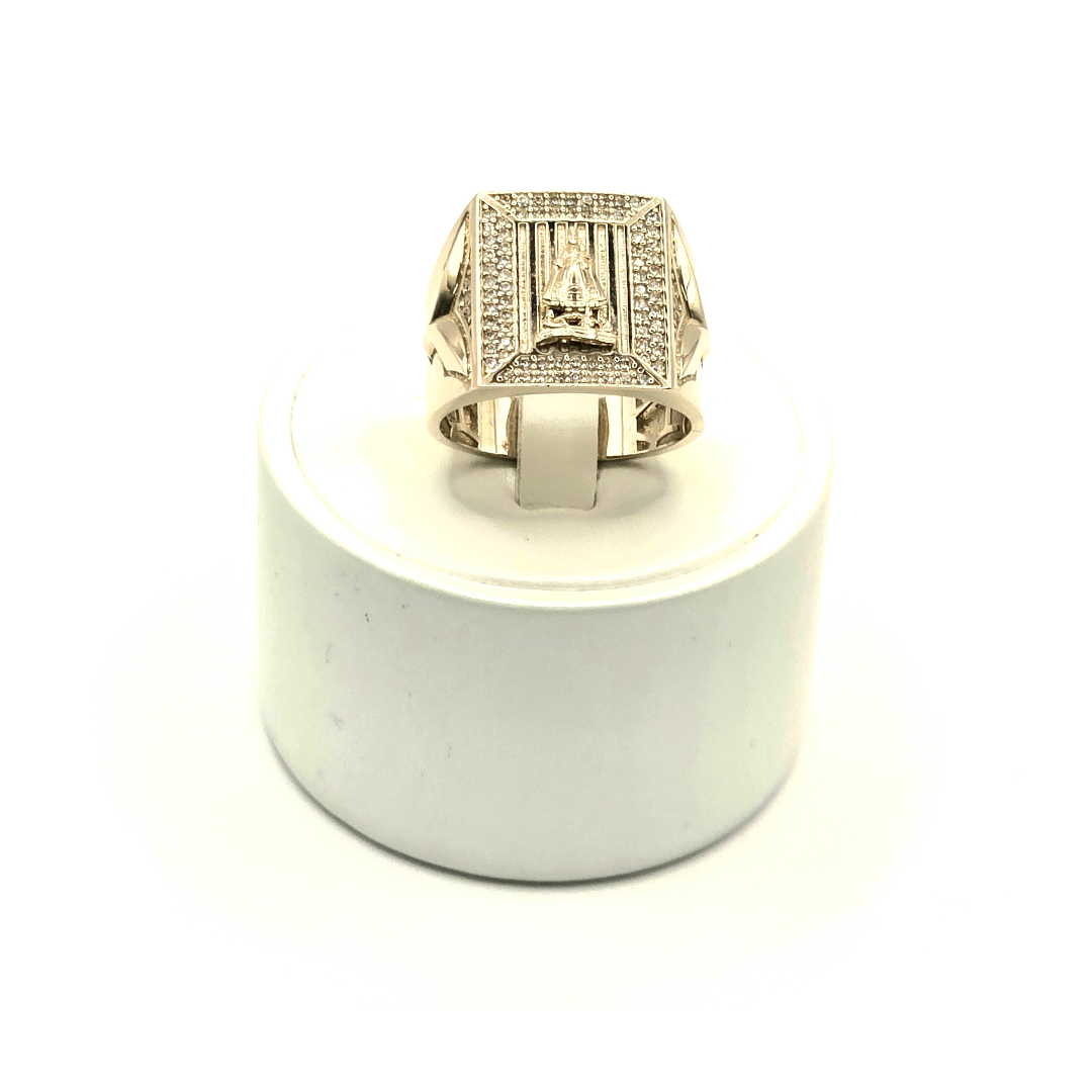 Anillos para hombre con diseño de la virgen de la caridad 14K Gold and CZ